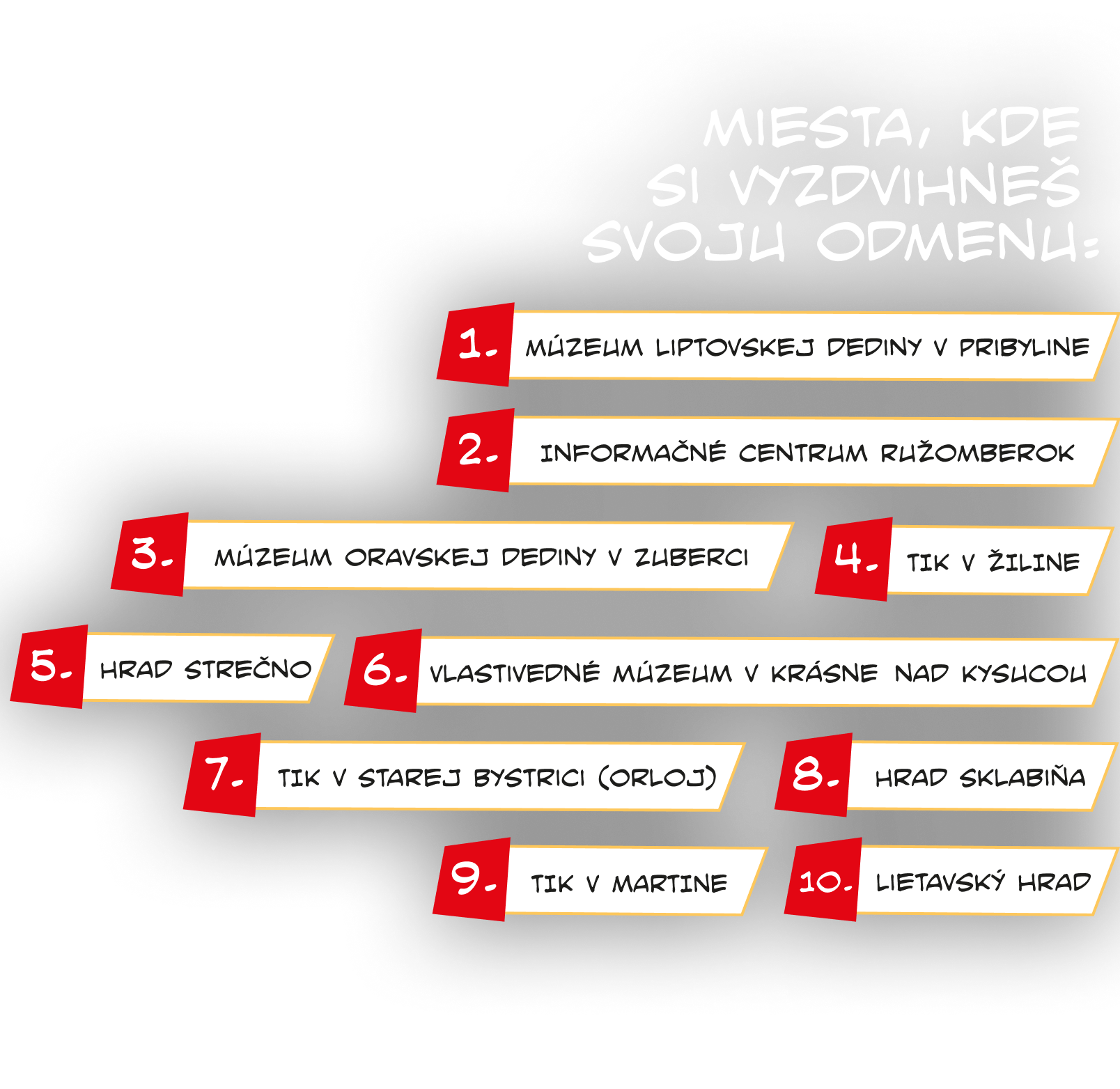 Miesta, kde si vyzdvihneš svoju odmenu