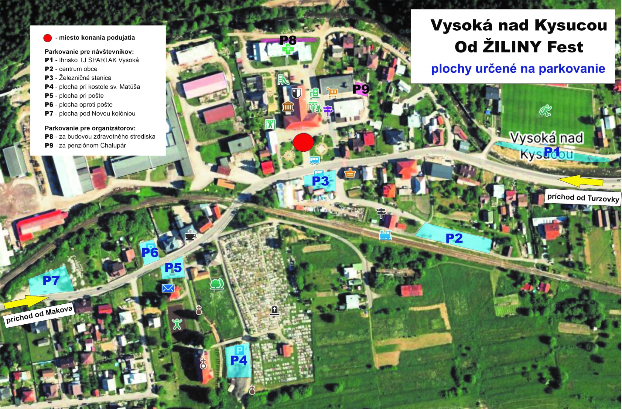 Mapa parkovania a organizácie dopravy pre Od Žiliny Fest 2026